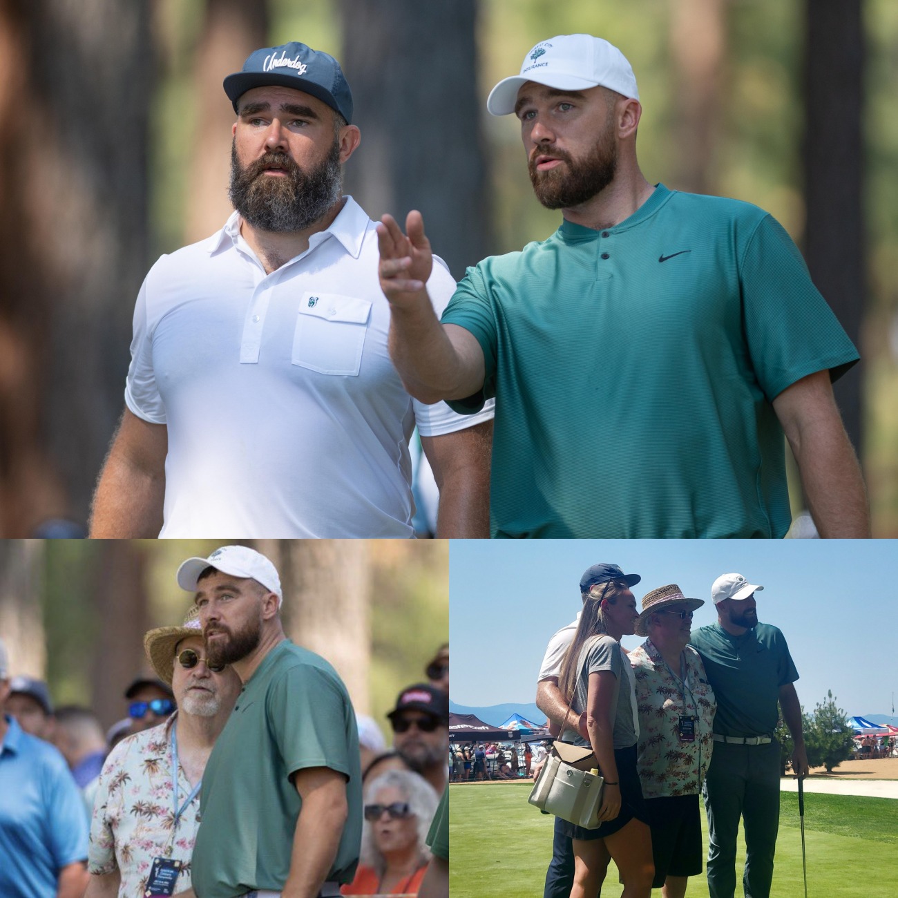 Travis and Jason Kelce bring their dad Ed and Jason's wife Kylie to