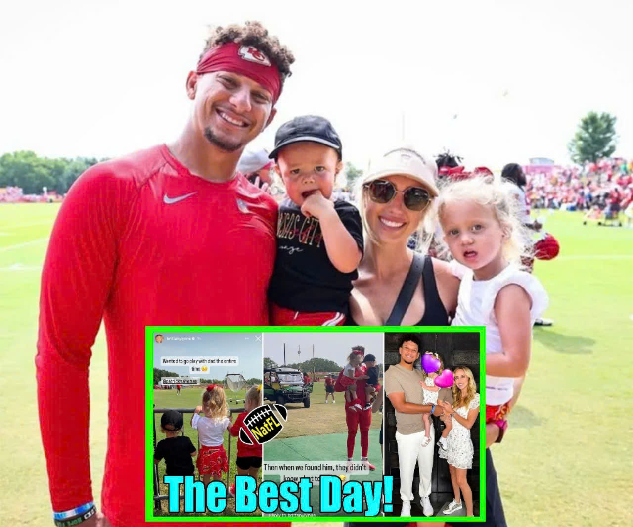 Pregnant Brittany Mahomes takes Kids to visit husband Patrick at Chiefs