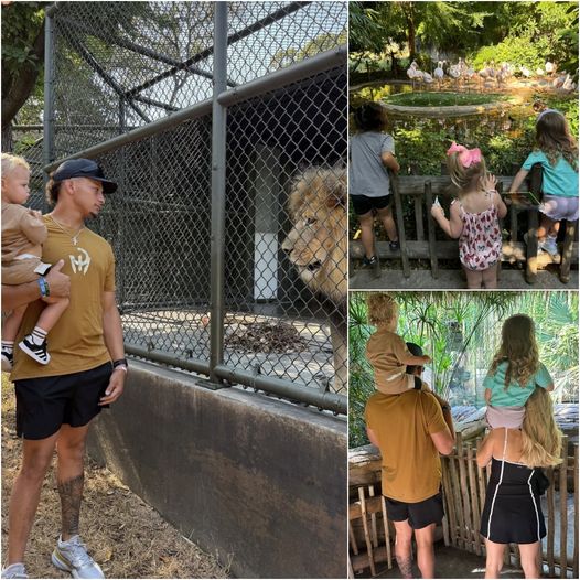 Patrick and Brittany Mahomes Take Kids to the Zoo and Stare Down a Lion